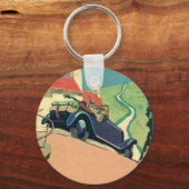 Vintage Cabrio-Straße im Land Schlüsselanhänger (Vorderseite)