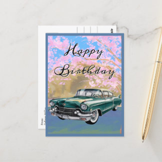 Vintage Cadillac Auto, einfaches Retro-Geburtstags Postkarte