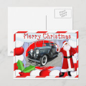 VINTAGE CADILLAC-CHRISTMAS-KARTE FEIERTAGSPOSTKARTE (Vorne/Hinten)