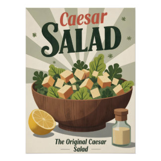 Vintage-Caesar-Salat-Poster – Retro-Küchenkunst Poster