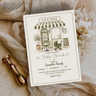 Vintage Café Baby Brunch Baby Shower Einladung