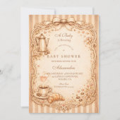 Vintage Café Baby Shower Einladung (Vorderseite)