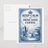 Vintage-Café "Bleib ruhig" Postkarte (Vorne/Hinten)