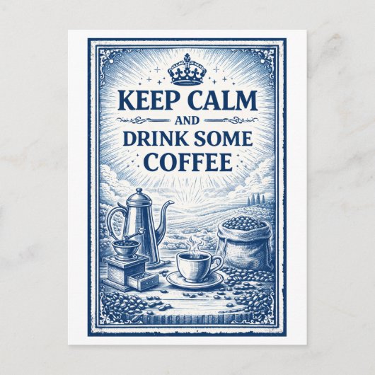Vintage-Café "Bleib ruhig" Postkarte (Vorderseite)