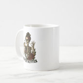 Vintage-Café-Skelett-Rosen-Kunst Kaffeetasse (Vorderseite Links)