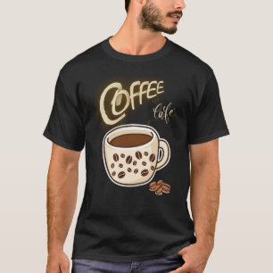 Vintage-Café-Tasse und Bohnen-Grafik-Illustration T-Shirt