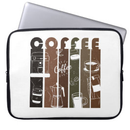 Vintage-Café-Typografie-Illustration Handgezeichne Laptopschutzhülle