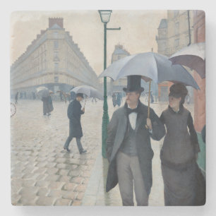 Vintage Caillebotte Paris, Regentag Kunst Steinuntersetzer
