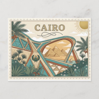Vintage Cairo Egypt Travel Poster Art Postkarte
