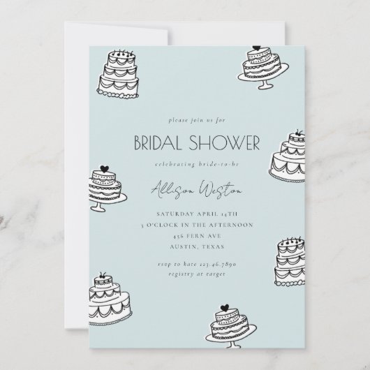 Vintage Cake Bridal Shower Invitation Einladung (Vorderseite)
