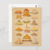 Vintage Cakes Illustration Kochgeschichte Postkarte (Vorne/Hinten)