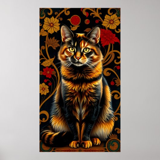 Vintage Calico Katze im Golden Shade Poster (Vorne)
