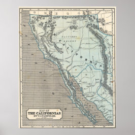 Vintage California 1845 Map Poster