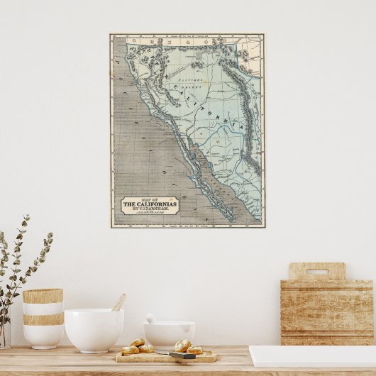 Vintage California 1845 Map Poster (Küche)