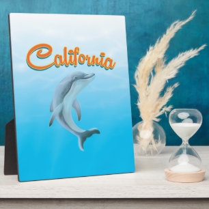 Vintage California Dolphin travel poster Fotoplatte