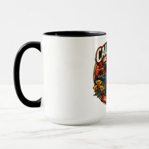 Vintage California Eintrittstag Retro-Bär & Mohn Tasse