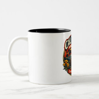 Vintage California Eintrittstag Retro-Bär & Mohn Zweifarbige Tasse