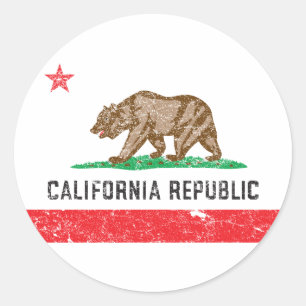 Vintage California-Flagge Runder Aufkleber