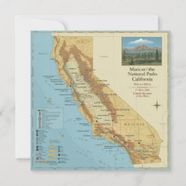 Vintage California National Parks Map Art Feiertagskarte