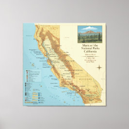 Vintage California National Parks Map Art Leinwanddruck