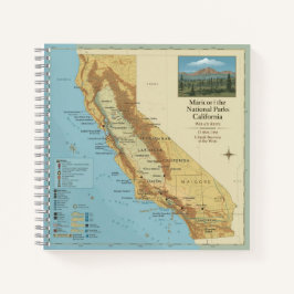 Vintage California National Parks Map Art Notizblock