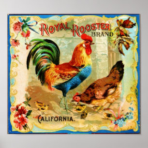 Vintage California Royal Rooster Poster