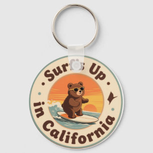 Vintage California Surf's Up Surfing Bär Schlüsselanhänger