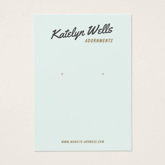 Vintage Calligrafie-Earring-Display-Karte (Vorderseite)