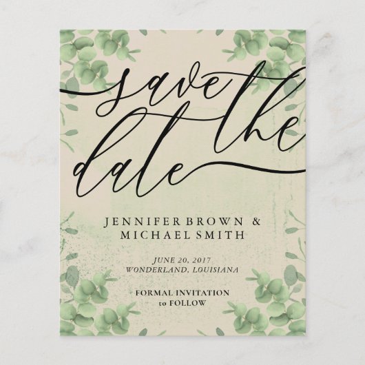 Vintage Calligraphy Eucalyptus budget special day Flyer (Vorne)