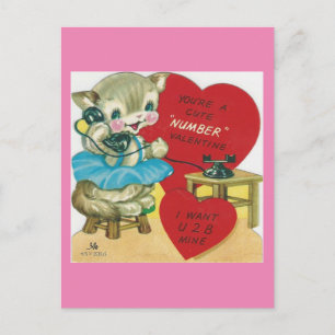 Vintage Calling Kitty Valentine Feiertagspostkarte