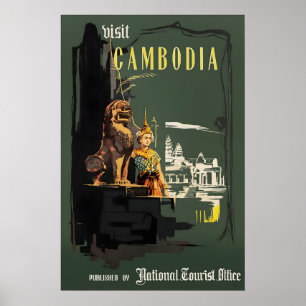Vintage-Cambodia-Reiseplakatdruck, Angkor Wat Poster