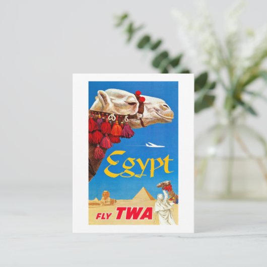 Vintage Camel and Pyramids Postkarte (Stehend Vorderseite)