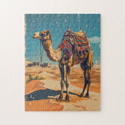 Vintage Camel Retro Wüstenkunst Puzzle (Vertikal)