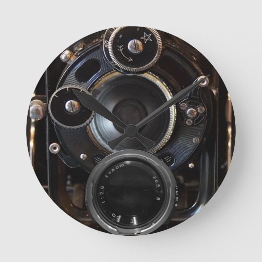 Vintage camera antique photography runde wanduhr (Vorderseite)