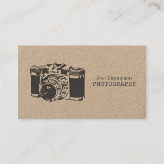 Vintage Camera Grunge Fotografy Business Cards Visitenkarte (Vorderseite)