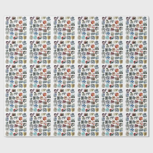 Vintage Camera-Montage Geschenkpapier (Flach)