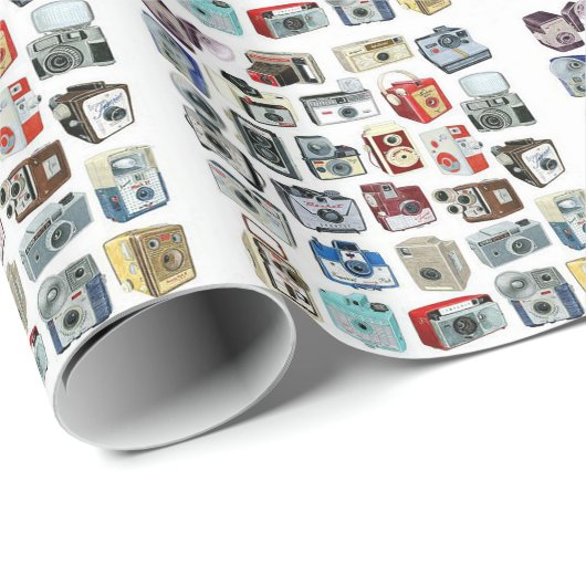 Vintage Camera-Montage Geschenkpapier (Rolleneckpunkt)