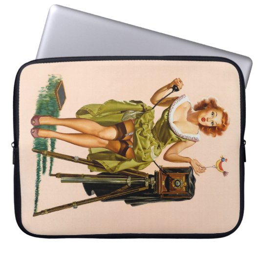 Vintage Camera Pinup girl Laptopschutzhülle (Vorderseite)