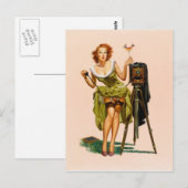 Vintage Camera Pinup girl Postkarte (Vorne/Hinten)