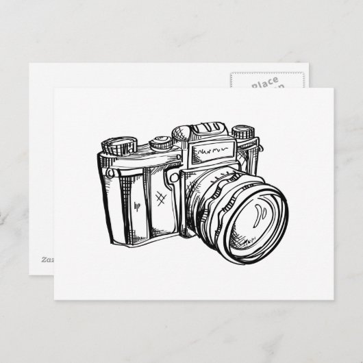 Vintage Camera Postcard - Schwarzweiß Postkarte (Vorne/Hinten)