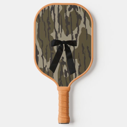 Vintage Camouflage des Bottomlandes Niedlich Black Pickleball Schläger (Vorderseite)