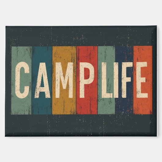 Vintage Camp Life Typography Magnet (Vorderseite)