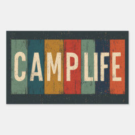 Vintage Camp Life Typography Rechteckiger Aufkleber