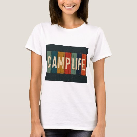 Vintage Camp Life Typography T-Shirt (Vorderseite)
