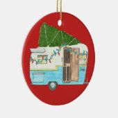 Vintage Camper-Anhänger-Weihnachtsverzierung Keramik Ornament (Rechts)