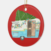 Vintage Camper-Anhänger-Weihnachtsverzierung Keramik Ornament (Links)