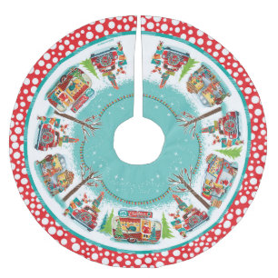 Vintage Camper Polyester Weihnachtsbaumdecke