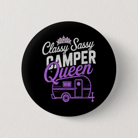 Vintage Camper Queen Sassy RV Vibes Camping Button (Vorderseite)