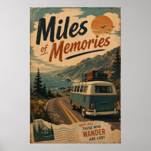 Vintage-Campervan-Küstenstraße-Roadtrip Poster