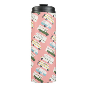 Vintage-Campervan Vanlife-Anhänger Motorhome pink Thermosbecher